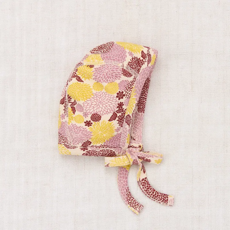 Baby Pima Bonnet in String / Antique Rose Chrysanthemum by Misha & Puff