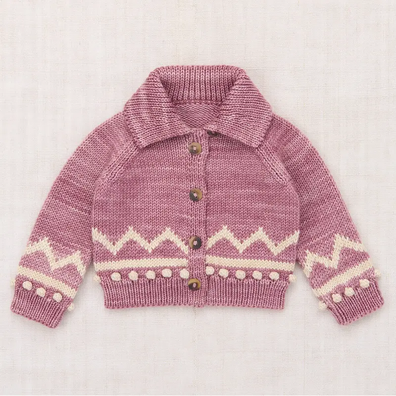 Baby Zig Zag Cardigan in Antique Rose by Misha & Puff