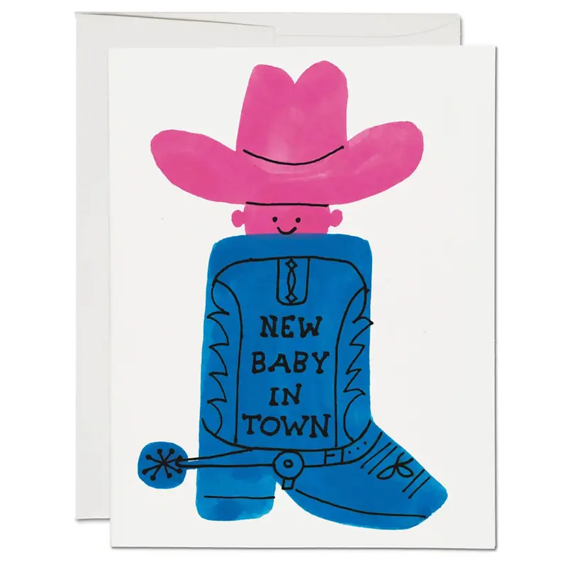 Boot Baby Greetings Card by Red Cap Cards