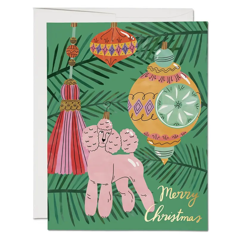 Christmas Poodle Greetings Card by Red Cap Cards