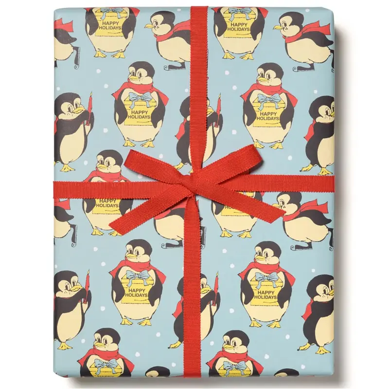 Holiday Penguin Gift Wrap (3 Sheets) by Red Cap Cards