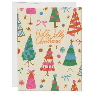 Holly Jolly Trees Christmas Greetings Card by Red Cap Cards