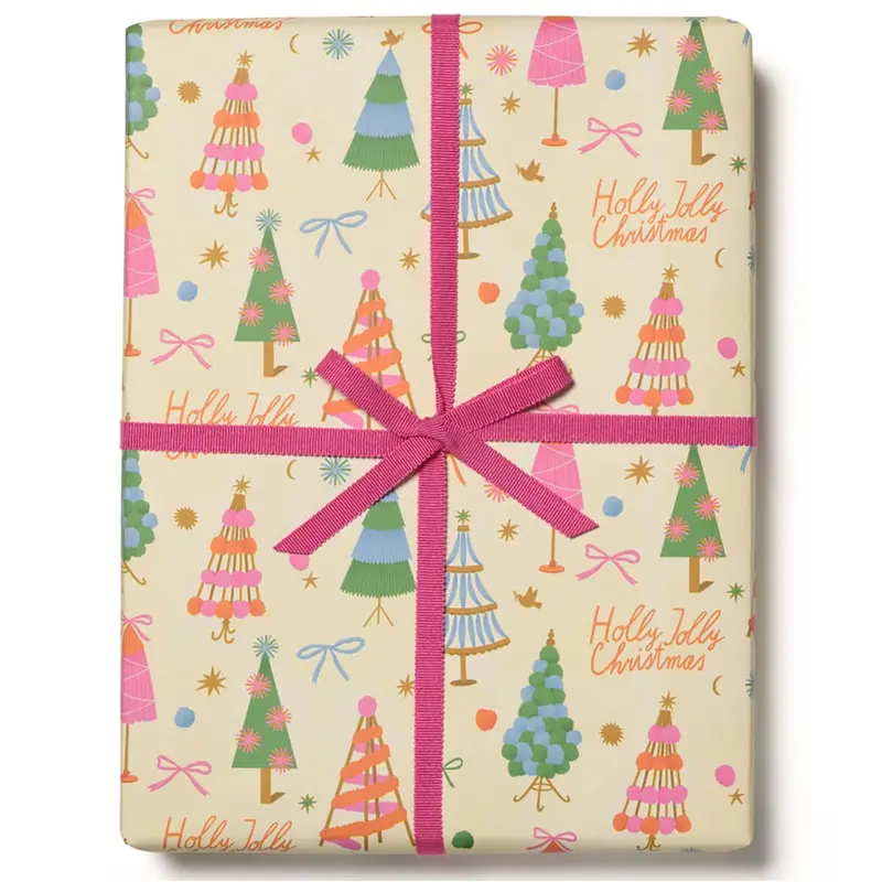 Holly Jolly Trees Gift Wrap (3 Sheets) by Red Cap Cards
