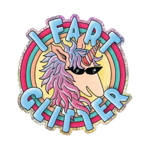 I Fart Glitter Sticker by Red Cap Cards