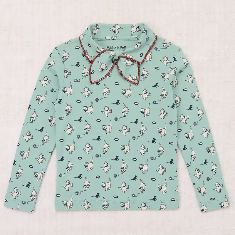 Junior Scout Top in Sage Cat & Mouse by Misha & Puff