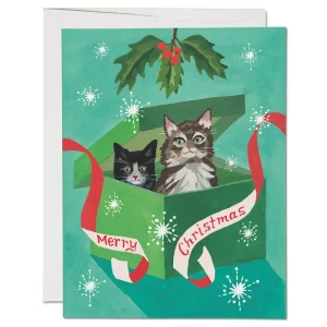 Meowy Christmas Greetings Card by Red Cap Cards