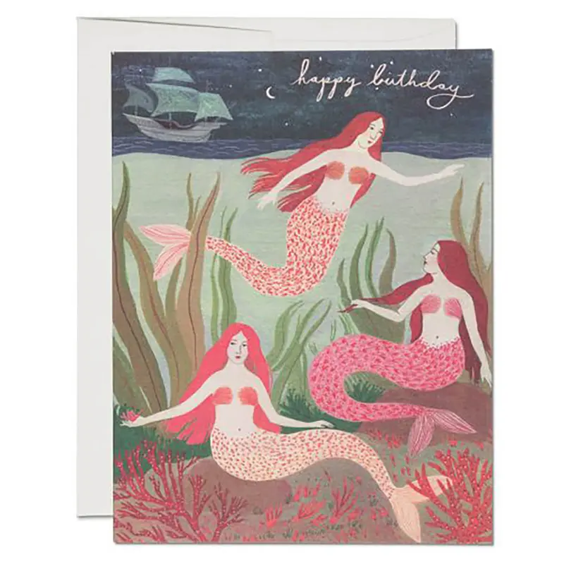 Mermaids Birthday Greetings Card by Red Cap Cards