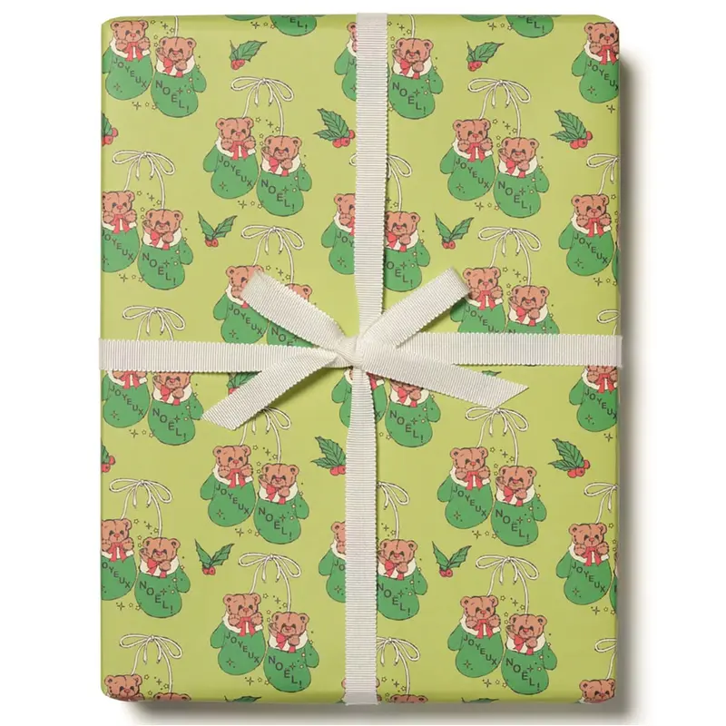Mitten Bears Gift Wrap (3 Sheets) by Red Cap Cards