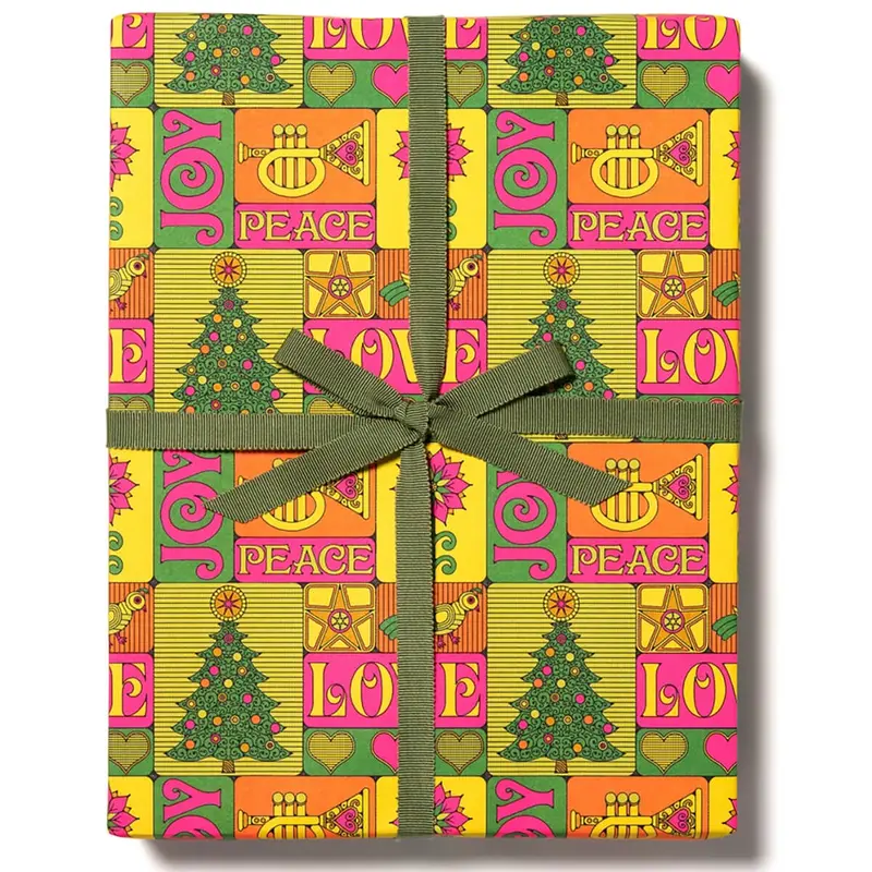 Peace, Love, Joy Gift Wrap (3 Sheets) by Red Cap Cards
