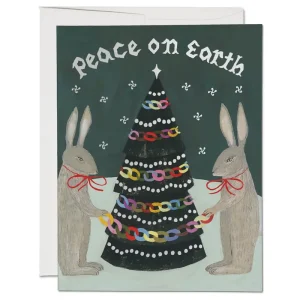 Peace Rabbits Christmas Greetings Card by Red Cap Cards