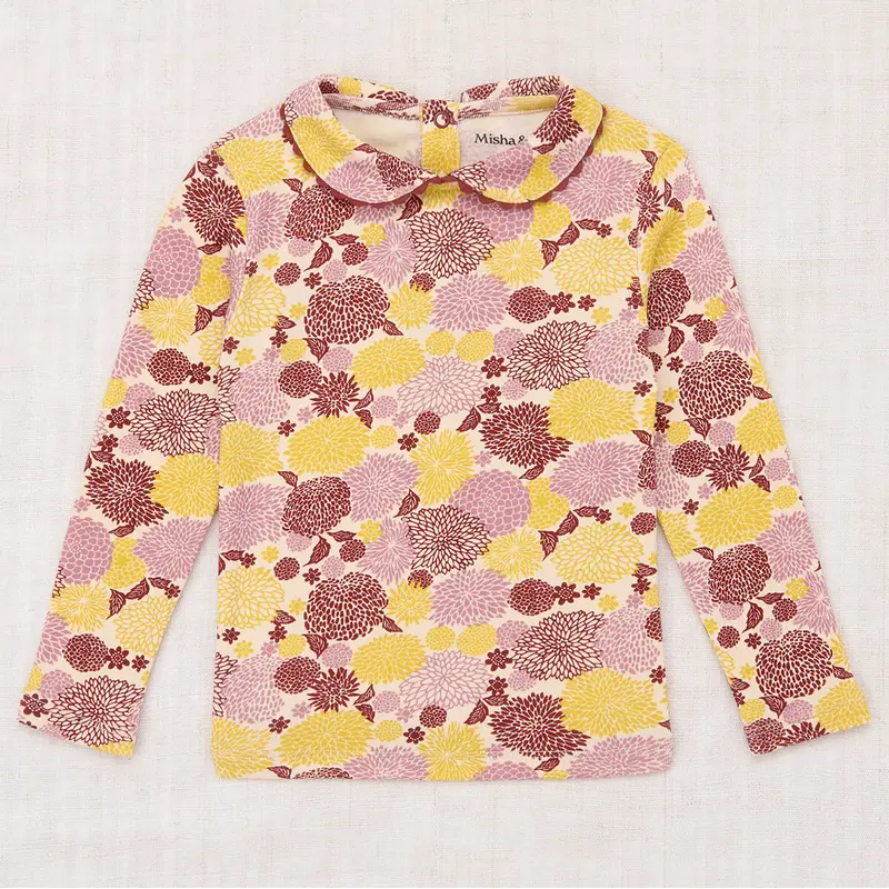 Rickrack Peter Pan Top in String / Antique Rose Chrysanthemum by Misha & Puff