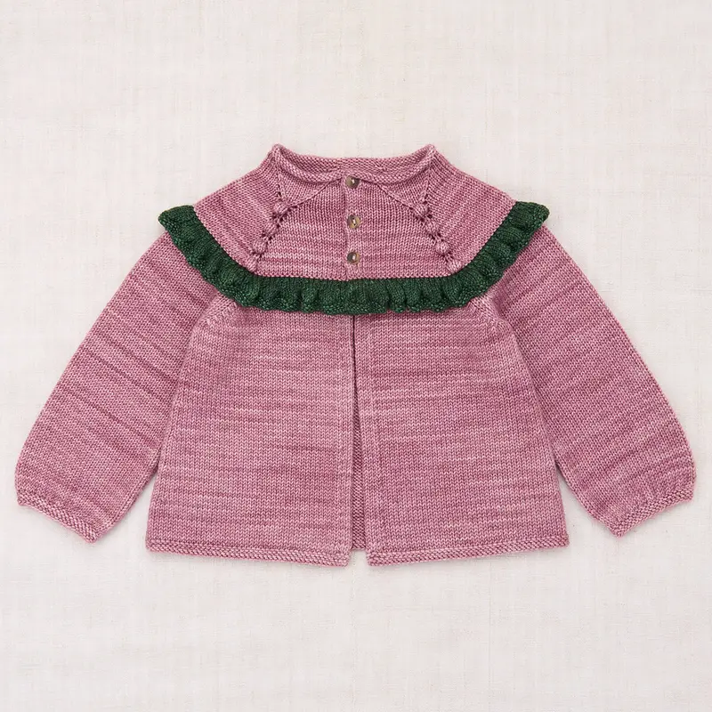 Ruffle Cardigan in Antique Rose by Misha & Puff