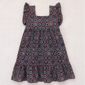 Ruffle Sleeve Dress in Madder Root Folk Tile by Misha & Puff