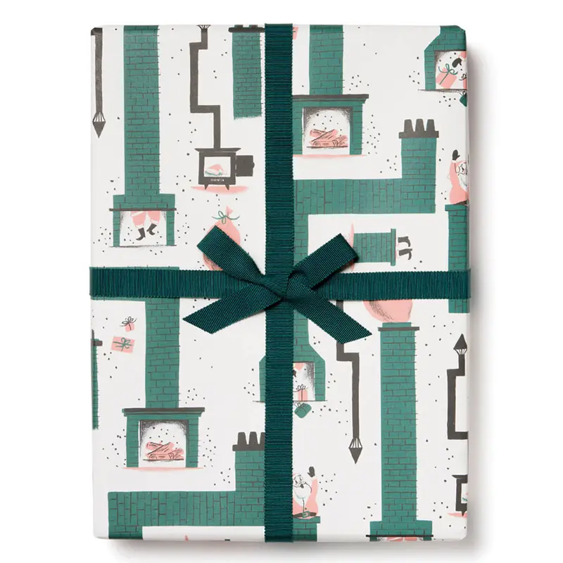Santa Chimney Christmas Gift Wrap (3 Sheets) By Red Cap Cards