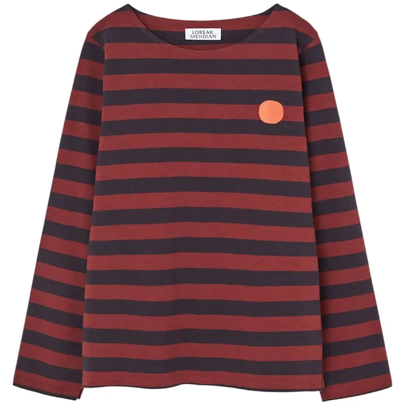 Striped Dot T-Shirt in Red Clay by Loreak Mendian
