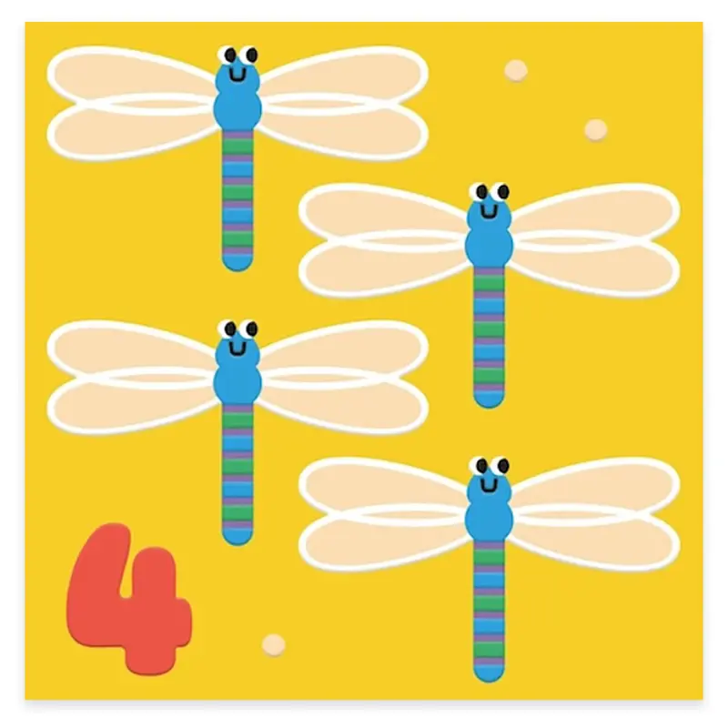 Age 4 Dragonflies Birthday Greetings Card by Studio Boketto