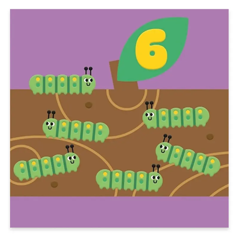 Age 6 Caterpillars Birthday Greetings Card by Studio Boketto