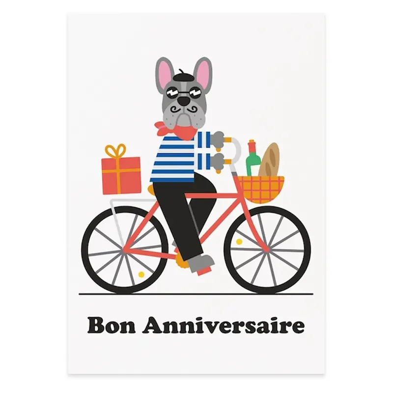 Bon Anniversaire Dog Birthday Greetings Card by Studio Boketto