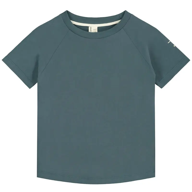 Crew Neck T Shirt in Blue Grey by Gray Label