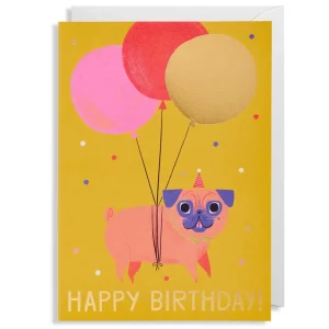 Happy Birthday Pug Greetings Card by Allison Black for Lagom Design