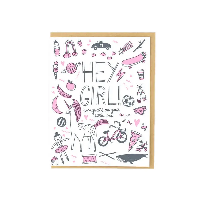 Hey Girl! Greetings Card by Hello! Lucky