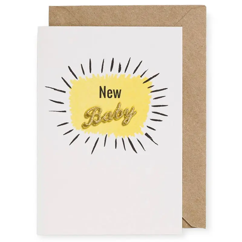 New Baby Embroidered Word Greetings Card by Petra Boase