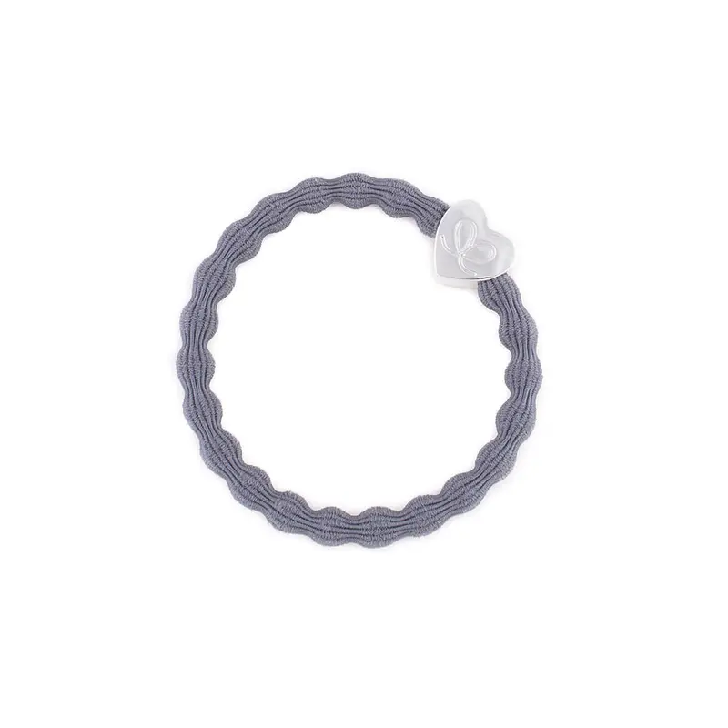 Silver Heart Hair Band in Storm Grey by byEloise