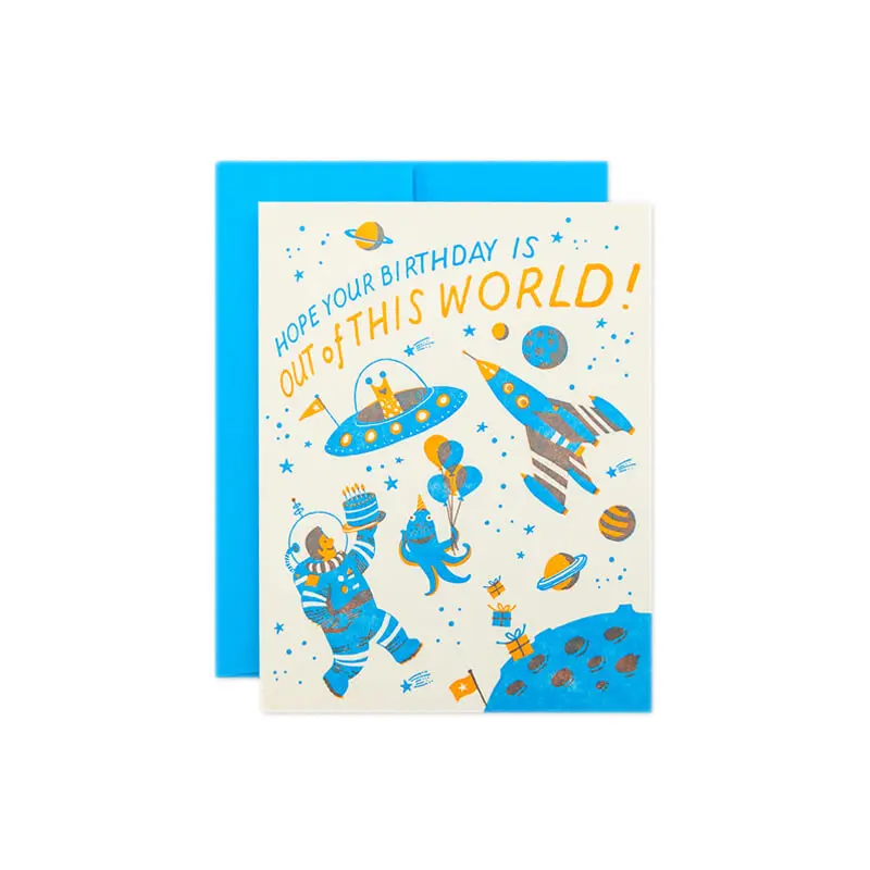 Space Birthday Greetings Card by Hello! Lucky