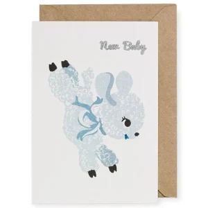 Teal Lamb New Baby Greetings Card by Petra Boase