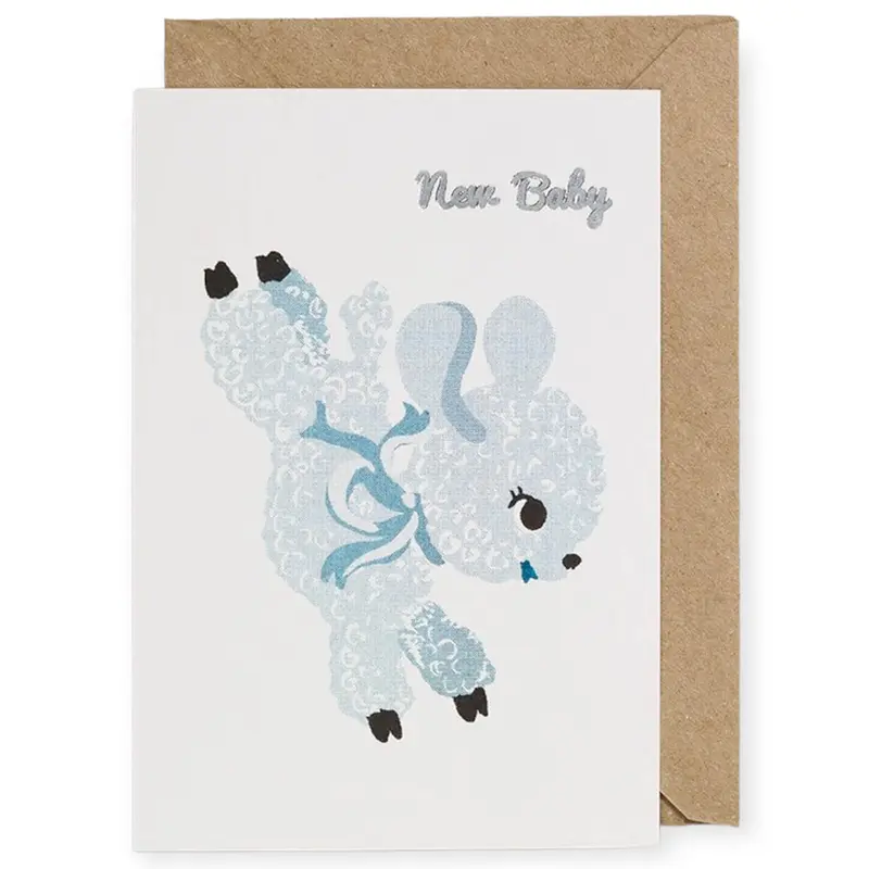 Teal Lamb New Baby Greetings Card by Petra Boase
