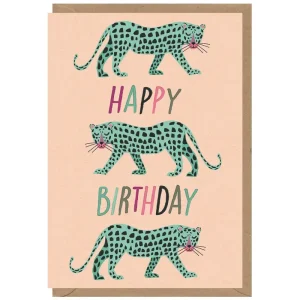 Blue Leopard Greetings Card by Elena Essex for Earlybird Designs