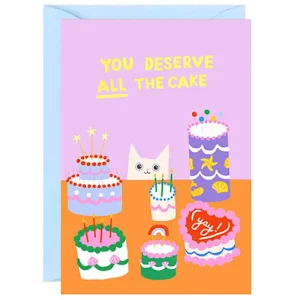Cake Cat Greetings Card by Ickaprint