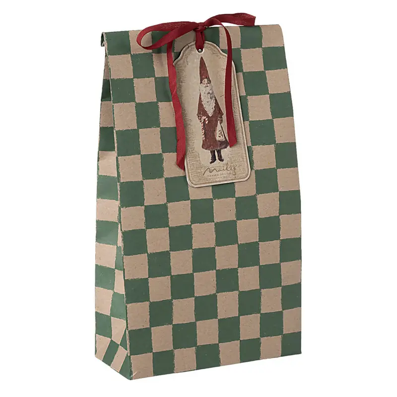 Green Checker Gift Bag (30cm Large) by Maileg