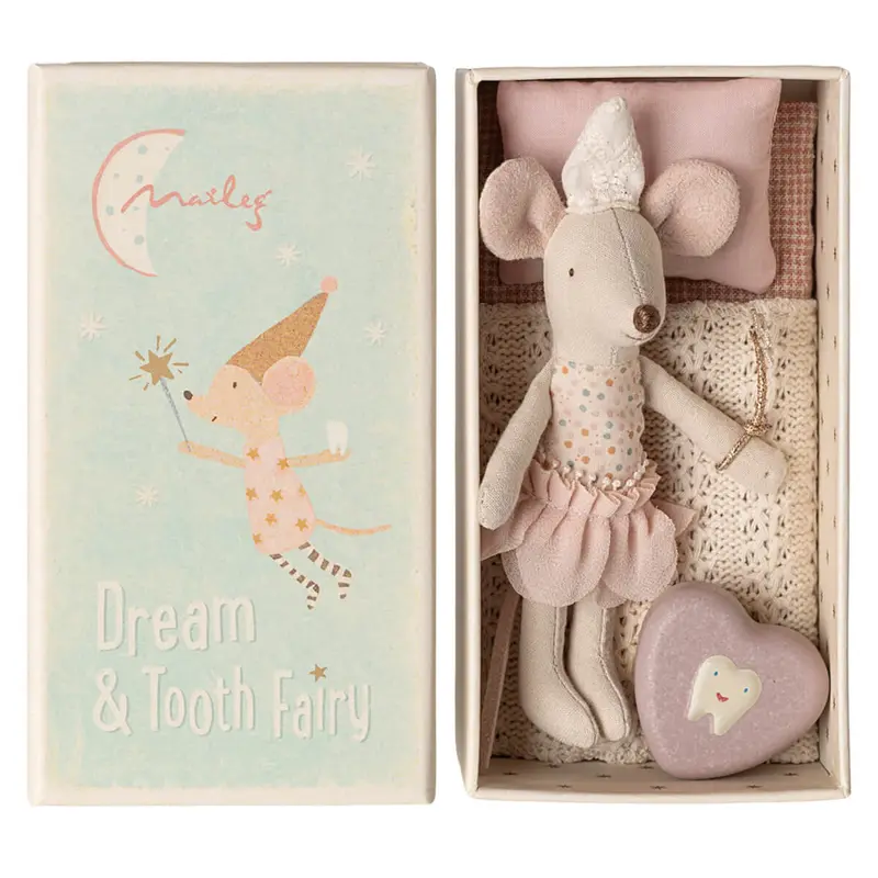 Little Sister Tooth Fairy Mouse (Polka Dot Top) in a Matchbox by Maileg