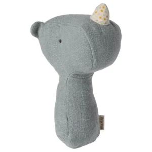 Lullaby Friends Rhino Rattle in Dusty Blue by Maileg