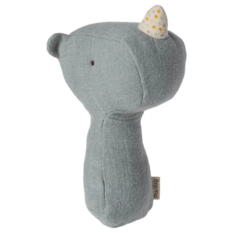 Lullaby Friends Rhino Rattle in Dusty Blue by Maileg