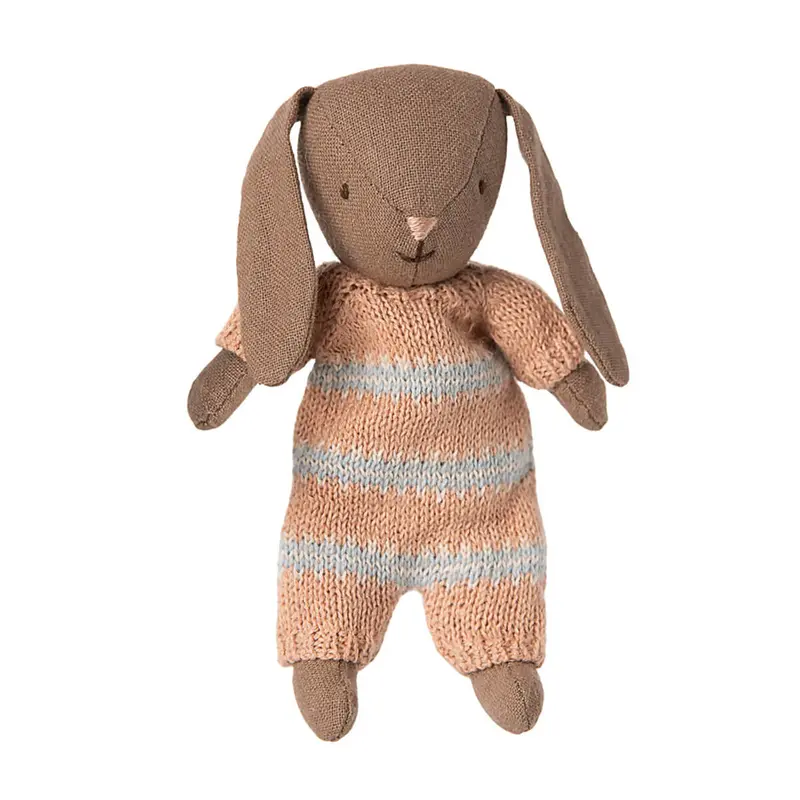 Micro Bunny in Brown / Dusty Rose Knitted Suit by Maileg