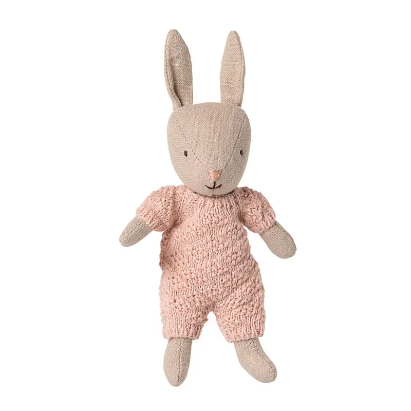 Micro Rabbit in Sand / Rose Knitted Suit by Maileg