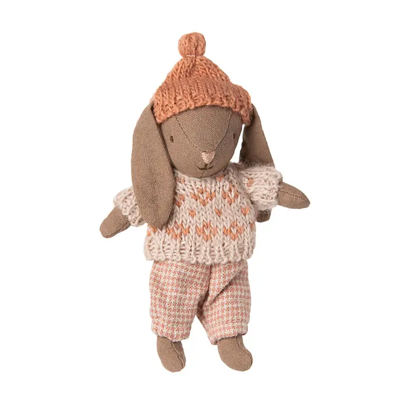 Micro Winter Bunny in Brown / Rose by Maileg