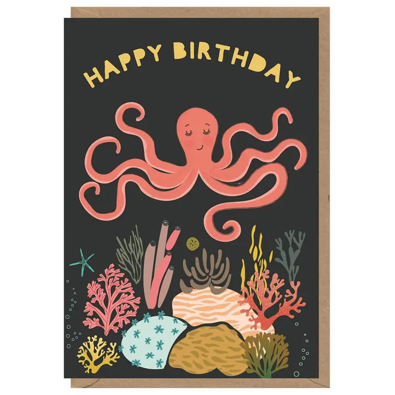 Octopus Birthday Greetings Card by Elena Essex for Earlybird Designs