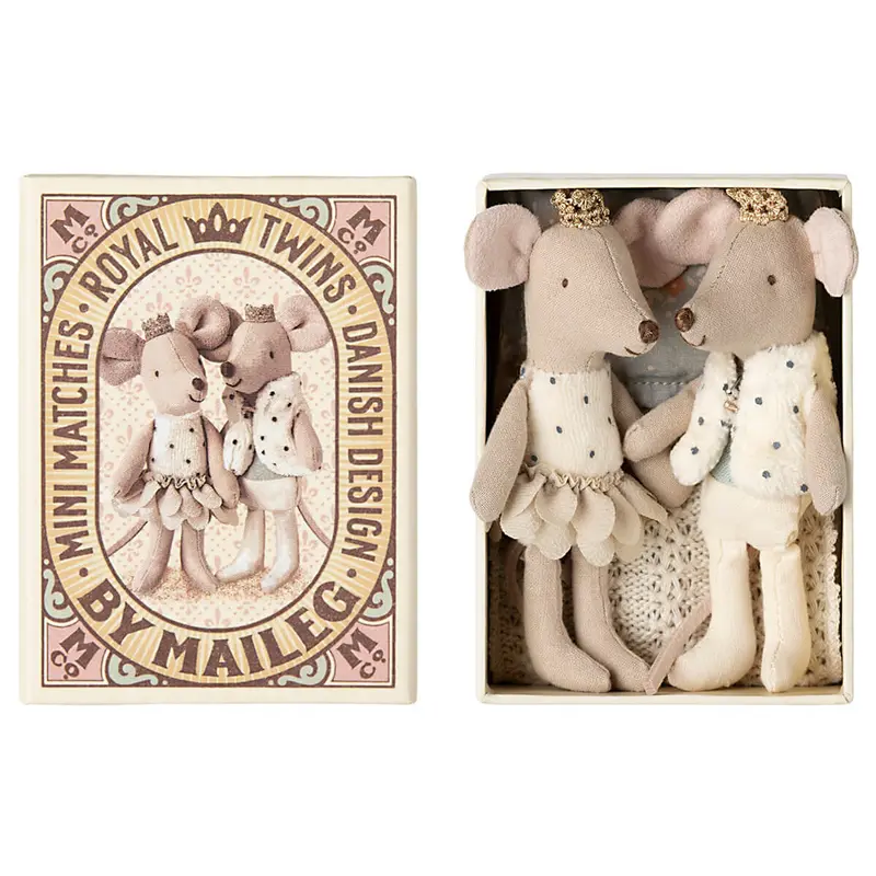 Royal Mice Twins in a Matchbox (Cream) by Maileg
