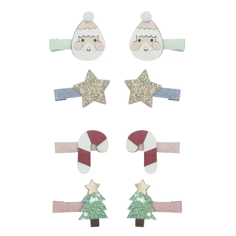 Santa Mini Hair Clips by Mimi & Lula