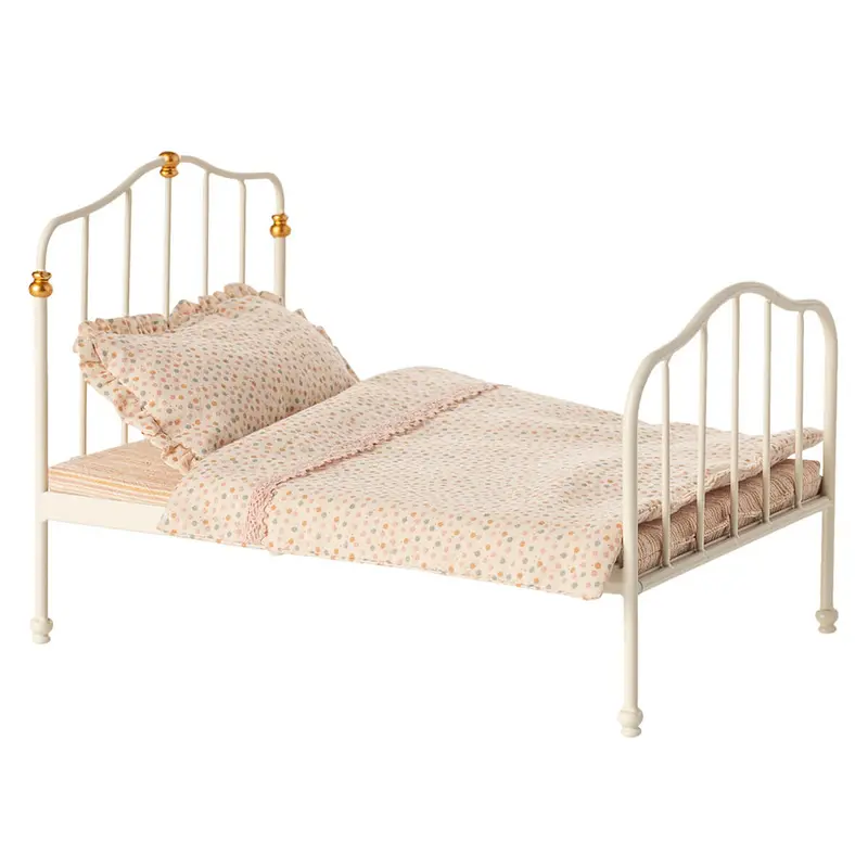 Vintage Bed for Mouse in Off-White (Pink Spots) by Maileg