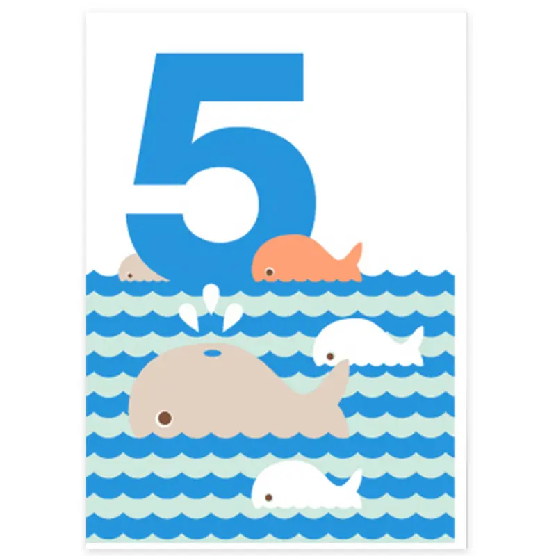 Age 5 Whales Greetings Card by Dicky Bird