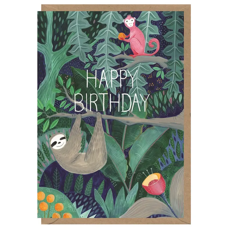 Birthday Sloth Greetings Card by Bex Parkin for Earlybird Designs
