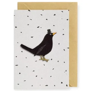 Blackbird Iron On Patch Greetings Card by Petra Boase