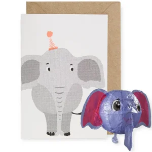 Elephant Japanese Paper Balloon Greetings Card by Petra Boase