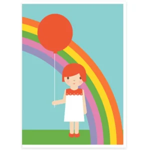 Girl And Balloon Greetings Card by Dicky Bird