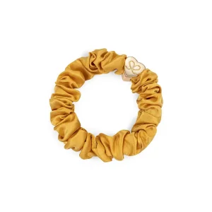 Gold Heart Silk Scrunchie in Mustard by byEloise