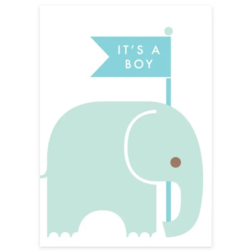 It's A Boy Elephant Baby Greetings Card by Dicky Bird